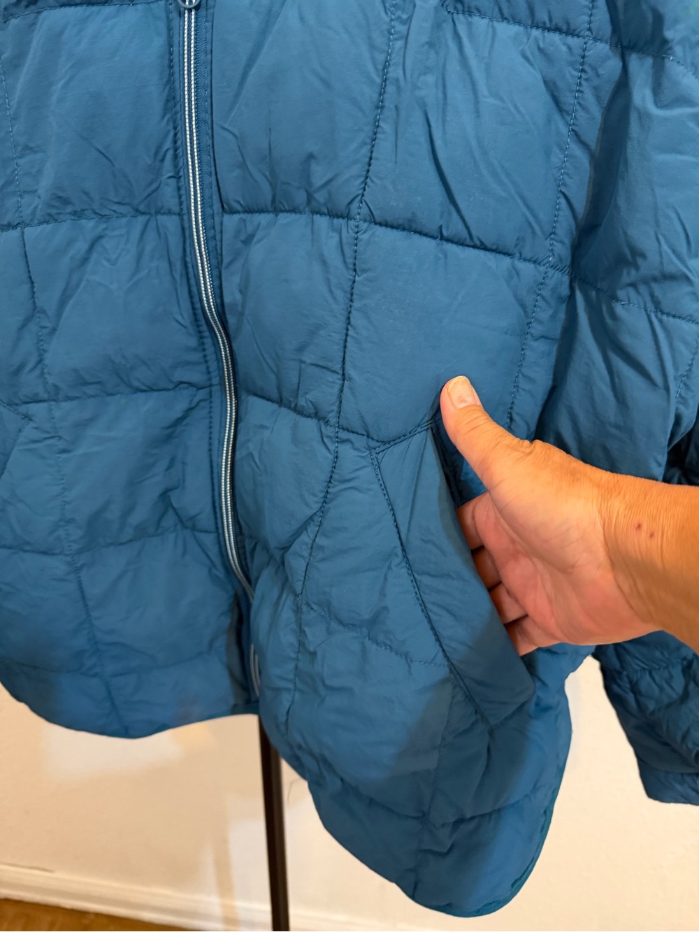 Free People Movement PippaPackable TealBlue Quilted PufferJacket oversized stain - Picture 2 of 16